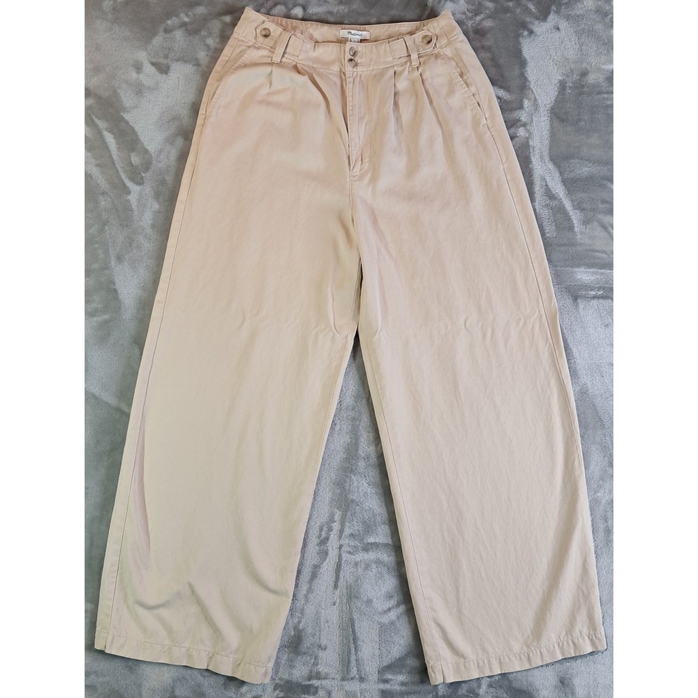 MADEWELL The Harlow Wide-Leg Pant Size 4 Tan Beige Pleated High Rise Trousers